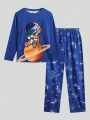 SHEIN Tween Boy Astronaut Print Tee & Pants PJ Set