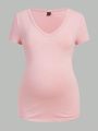 SHEIN 3pcs Pregnant Women's Solid Color V-Neck T-Shirt