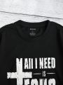 Men'S Slogan Printed Round Neck Short Sleeve T-Shirt