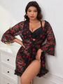 Plus Size Sexy Lingerie With Lips & Heart Shaped Lace Details