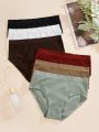 Women's Solid Color Triangle Panties With Ribbed Waistband