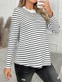 SHEIN Maternity Striped And Printed Long Sleeve T-shirt