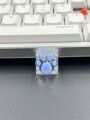 1pc Cute Light Blue, Scratch-resistant, Transparent Abs Resin Cat Paw Design Keycap For Mechanical Keyboard Keycap Decoration