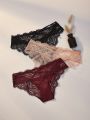 3pcs/Pack Women'S Hollow Out Lace Triangle Panties