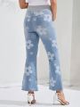 SHEIN Maternity Floral Pattern Flared Jeans