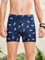 SHEIN Teen Boys' Ocean Printed Square Cut Tight Swim Shorts
