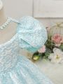Baby Girls' Textured Romantic Puff Sleeve Lovely Evening Dress