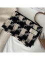 1pc Women's Black And White Houndstooth Check Woven Faux Cashmere Scarf And Shawl Suit For Autumn And Winter Travel
