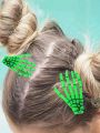 2pcs Skeleton Hand Hair Clip, Women's Gothic Hairpin For Halloween Cosplay Costume Accessory, Horror Party Decoration, Valentine's Day Gift