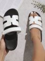 Women's Flat Color Block Sandals, Easy To Match