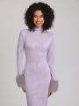 KAYPHORIA Cut Out Slim Fitted Turtleneck Backless Dress