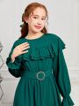 SHEIN Teen Girl Solid Color Woven Casual Maxi Dress