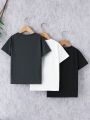 SHEIN Tween Boys' Face Printed Short Sleeve T-Shirt