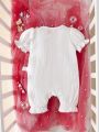 Baby Girl Summer Thin Short Sleeve Romper With Bow Decoration