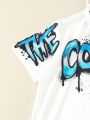 Boys' (Big) Graffiti Letter Printed Short Sleeve T-Shirt 2pcs/Set