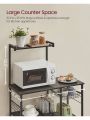 VASAGLE Baker's Rack, Microwave Stand, Kitchen Storage Rack with Wire Basket, 6 Hooks, and Shelves, for Spices, Pots, and Pans