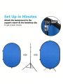 7.3 x 4.8ft 2 Side Collapsible Chromakey Green Blue Backdrop with 7.6ft/2.3M Support Stand Reversible Background Video Live Stream Gaming with Bag