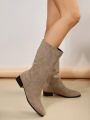 Women's Fashion Boots: Low Heel Mid-calf Boots, Wrinkle Detail Boots, High Boots, Flat Knee-high Riding Boots