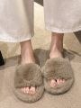 Autumn And Winter Warm Korean Style Furry Slippers, Women's Indoor And Outdoor Simple And Fashionable Casual Slippers