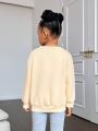 Toddler Girls' Casual Long Sleeve Round Neck Sweatshirt, Suitable For Autumn & Winter