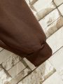 2pcs/set Men's Solid Color Hoodie With Drawstring Waist Sweatpants