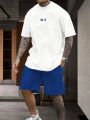 Manfinity Men's Plus Size Letter Print Short Sleeve T-Shirt And Shorts Set