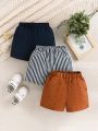 Baby Boy Striped Shorts, Casual Streetwear, Multiple Pieces
