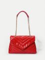 SHEIN BIZwear Women's Red Stitching Shoulder Bag