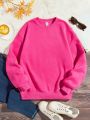 Teen Girls' Casual Butterfly & Letter Pattern Long Sleeve Round Neck Sweatshirt, Suitable For Autumn And Winter