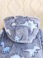 Cute Dinosaur Pattern Printed Flannel Fleece Warm Romper Jumpsuit For Newborn Baby Girls And Boys