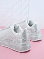 Rhinestone Lace Up Front Skate Shoes