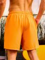 Men's Drawstring Waist Faux Two-Piece Beach Shorts