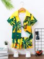 Young Boy's Fashionable Beachwear Set With Casual Shirt, Holiday Style