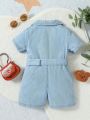 Baby Ripped Belted Shirt Romper