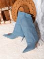 Styleloop Women's Denim High Heeled Boots, Sleek And Fashionable Match