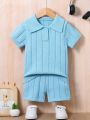 Toddler Boys' Polo Collar Short Sleeve Sweater And Shorts Set