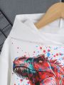 SHEIN Kids QTFun Boys' Dinosaur Tie-Dye Ink Splatter Cool Hoodie