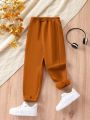 Young Girl Solid Elastic Waist Thermal Sweatpants