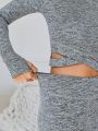 SHEIN Teenagers' Knitted Waist Crossed Round Neck Sports Sweatshirt & Pants Set