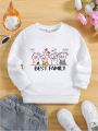 Toddler Girls' Casual Cat & Letter Print Pullover Sweatshirt