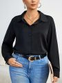 SHEIN Privé Plus Size Women's Solid Color Straight Shirt