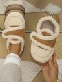 Thick Bottom Buckle Slipper For Women, Soft Bottom And Upper, Comfortable Shaggy Shoes For Winter Indoor