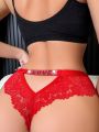 Valentine's Day Style Love Rhinestone Trimmed Triangle Panties