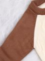 Infant Boys' Sweater Set With Letter Patch And Drop Shoulder Sleeves