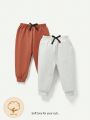 Cozy Cub Baby Boy Two-Piece Set Of Contrasting Color Decorative Webbing Leggings Trousers
