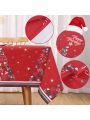 Christmas Table Clothes Spill Proof Table Cover for Dining Table Stain Wrinkle Resistant Washable Santa Tree Print Tablecloth for Kitchen Buffet Parties Camping Rectangle