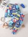 SHEIN Infant Boys' Cartoon Vehicles Printed Pajama Set