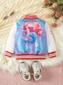 Baby Girls' Mermaid Print Contrast Color Button-Front Jacket