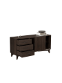 OSQI Parker TV Stand with Sliding Doors and Drawers in Dark Brown