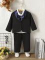 3pcs/Set Toddler Boys' Gentleman 2 In 1 Shirt And Coat And Pants Outfits